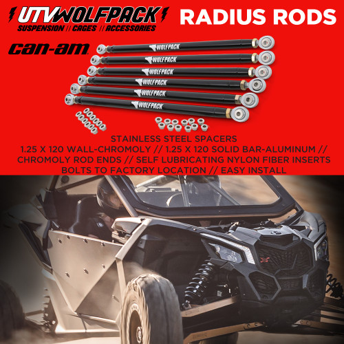 2017-2026 Radius Rods Aluminum Can Am Maverick X3 XRS  72'' Model Heavy Duty 2017-2026 Radius Rods Aluminum Can Am Maverick X3 XRS  72'' Model Heavy Duty