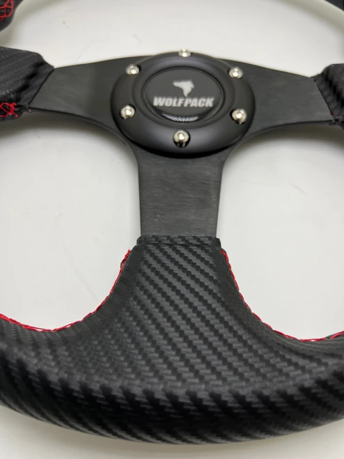Carbon fiber leather UTV steering wheel, angle view