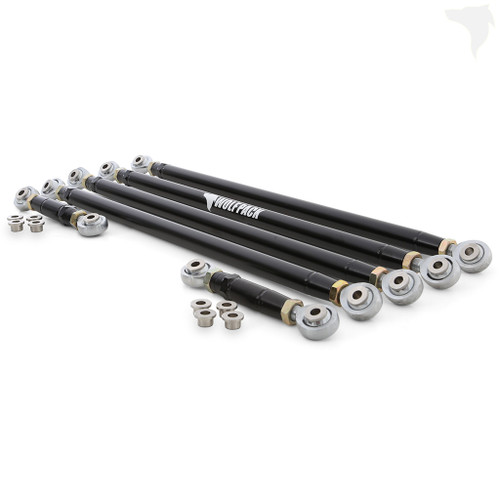 Polaris RZR Chromoly Radius Rod package includes: Radius Rods // Spacers // Rear Plate // Down Links Polaris RZR Chromoly Radius Rod package includes: Radius Rods // Spacers // Rear Plate // Down Links