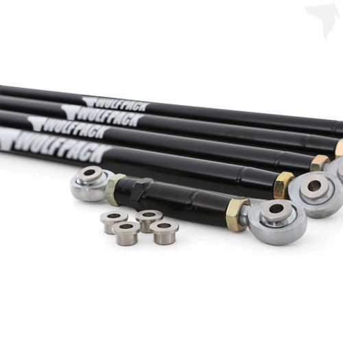 Polaris RZR Chromoly Radius Rod package includes: Radius Rods // Spacers // Rear Plate // Down Links Polaris RZR Chromoly Radius Rod package includes: Radius Rods // Spacers // Rear Plate // Down Links