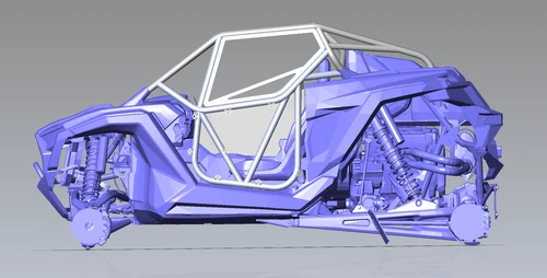 Polaris RZR Pro R 2 seat race cage side profile showing A pillar, B pillar and door frame