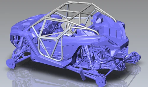 Polaris RZR Pro R 2 seat race cage rear three quarter view showing rear bracing