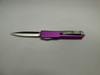 MICROTECH UTX70 DOUBLE EDGE VIOLET SATIN STANDARD SILVER HARDWARE BLADE OUT CLIP SIDE