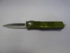 MICROTECH COMBAT TROODON DOUBLE EDGE OD GREEN STONEWASH STANDARD BLADE OUT LOGO SIDE