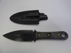 MICROTECH SBD DOUBLE EDGE SIGNATURE SERIES CARBON FIBER HANDLE DLC FULL SERRATED WITH SHEATH CLIP SIDE SERRATIONS DOWN