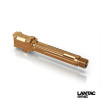 LANTAC GLOCK 9INE G19 THREADED UPGRADE BARREL BRONZE TOP RIGHT SIDE VIEW FRONT ANGLE THREAD PROTECTOR OFF