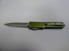 MICROTECH UTX-70 DOUBLE EDGED DISTRESSED OD GREEN APOCALYPTIC DOUBLE FULL SERRATED CLIP SIDE