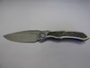 MICROTECH ANAX SINGLE EDGED TITANIUM HANDLE BEAD BLAST STANDARD BLUE TITANIUM PIVOT COLLAR CARBON FIBER INLAY EDGE DOWN