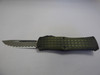 MICROTECH HERA SINGLE EDGED FRAG SIGNATURE SERIES GRENADE GREEN APOCALYPTIC FULL SERRATED EDGE DOWN