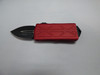 exocet double edged black blade and hardware with red handle open non clip side