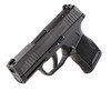 SIG SAUER P365-380 SIGLITE NIGHT SIGHTS .380 ACP LEFT SIDE VIEW FRONT ANGLE MUZZLE ANGLED DOWN