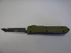 MICROTECH SIGNATURE SERIES ULTRATECH TANTO EDGED OD GREEN FRAG G-10 TOP FULL SERRATED EDGE DOWN