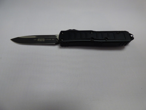 MICROTECH UTX-85 SINGLE EDGED SIGNATURE SERIES TACTICAL STANDARD BLACK BLADE/HARDWARE BLADE OUT NON CLIP SIDE