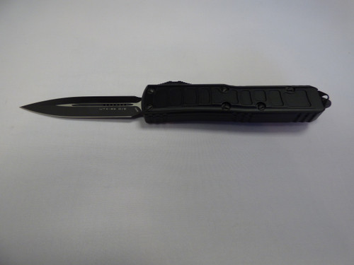 MICROTECH UTX85 DOUBLE EDGE SIGNATURE SERIES TACTICAL STANDARD ALL BLACK BLADE OUT NON CLIP SIDE