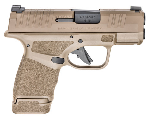 SPRINGFIELD ARMORY HELLCAT 3" DESERT FDE WITH EXTENDED MAGZINE RIGHT SIDE VIEW
