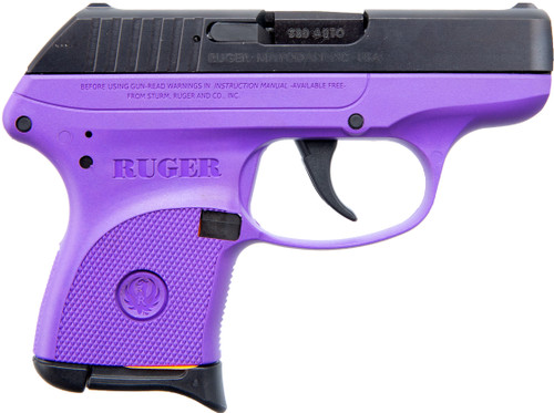 RUGER LCP PURPLE GRIP BLACK SLIDE .380ACP RIGHT SIDE VIEW