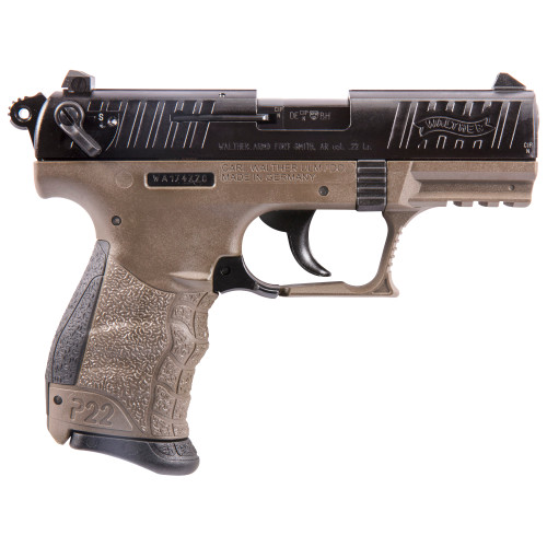 WALTHER P22 CALIFORNIA FDE/BLACK .22LR RIGHT SIDE VIEW