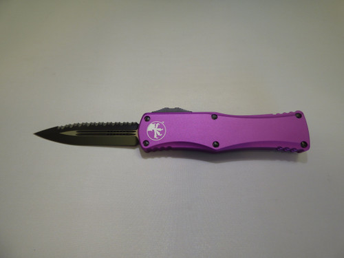 MICROTECH HERA DOUBLE EDGE VIOLET FULL SERRATED LOGO SIDE