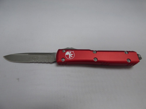 MICROTECH ULTRATECH SINGLE EDGE RED APOCALYPTIC PARTIAL SERRATED EDGE DOWN