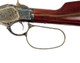 UBERTI 1873 LIMITED EDTION SHORT RIFLE DELUXE 20" .45 LONG COLT RIGHT SIDE VIEW REAR OF RECEIVER, LEVER LOOP AND FRONT OF STOCK CLOSE UP