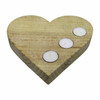 WCANDH2 Wooden Heart Candle Holder 3 Candles