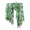 SKF1J Green Leaves  Scarf Tassels