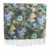 HY5D Blue Green Flowers Scarf Tassels