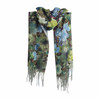 HY5D Blue Green Flowers Scarf Tassels