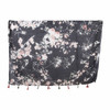 SY4A Black Pink White Flowers Leaves Scarf Tassels