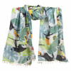 ML3A Green leaves Toucan Birds Scarf Tassels