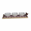 UVPLSCI3A Printed Wood Platter with 3 Small Circular Bowls - Pomegranite
