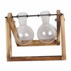 RS1782 Two Glass Vases Wooden Stand