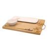 BAMSUSHI Engraved Bamboo Board with 2 Serving Dishes and Chop Sticks