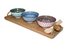 BON37 Bon Appetit Engraved Wooden Tray with 3 Bowls and Wooden Spoons