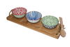 BON44 Bon Appetit Engraved Wooden Tray with 3 Bowls and Wooden Spoons