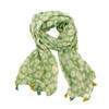 SKF3 White Daisies Green Scarf