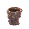 15445LB11 Large Grey And Gold Cement Male Face Planter