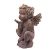 15712LB11 Large Grey Cement Angel Blow Kiss Planter