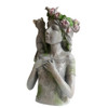 S174 Grey And Green Cement Woman And Cat Planter