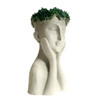 Z031L Off White Girl with Green Leaf Crown Planter
