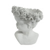 16398LA584 Large White Ceramic Child Face Flower Crown Planter