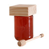 HJAR11 Glass Honey Jar - Wooden Lid And Dipper