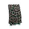 SKF1AAA Viscose Scarf With Tassel - Green Leopard Print
