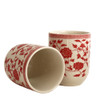 A013B Ceramic Tea Cup Set of 6 - Red Flowers And Vines