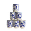 A028A Ceramic Tea Cup Set of 6 - Blue Flowers And Vines