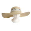 A220077 Weaved Hat - Cream With White Flowers Ribbon