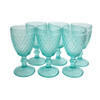 WINE049A Diamond Pattern Wine Glass (Set of 6) - Sky Blue