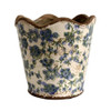 Y6342041 Large Ceramic Planter - Blue Flowers And Green Leaves