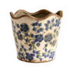 Y6342042 Medium Ceramic Planter - Blue Flowers And Green Leaves