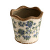 Y6342043 Small Ceramic Planter - Blue Flowers And Green Leaves